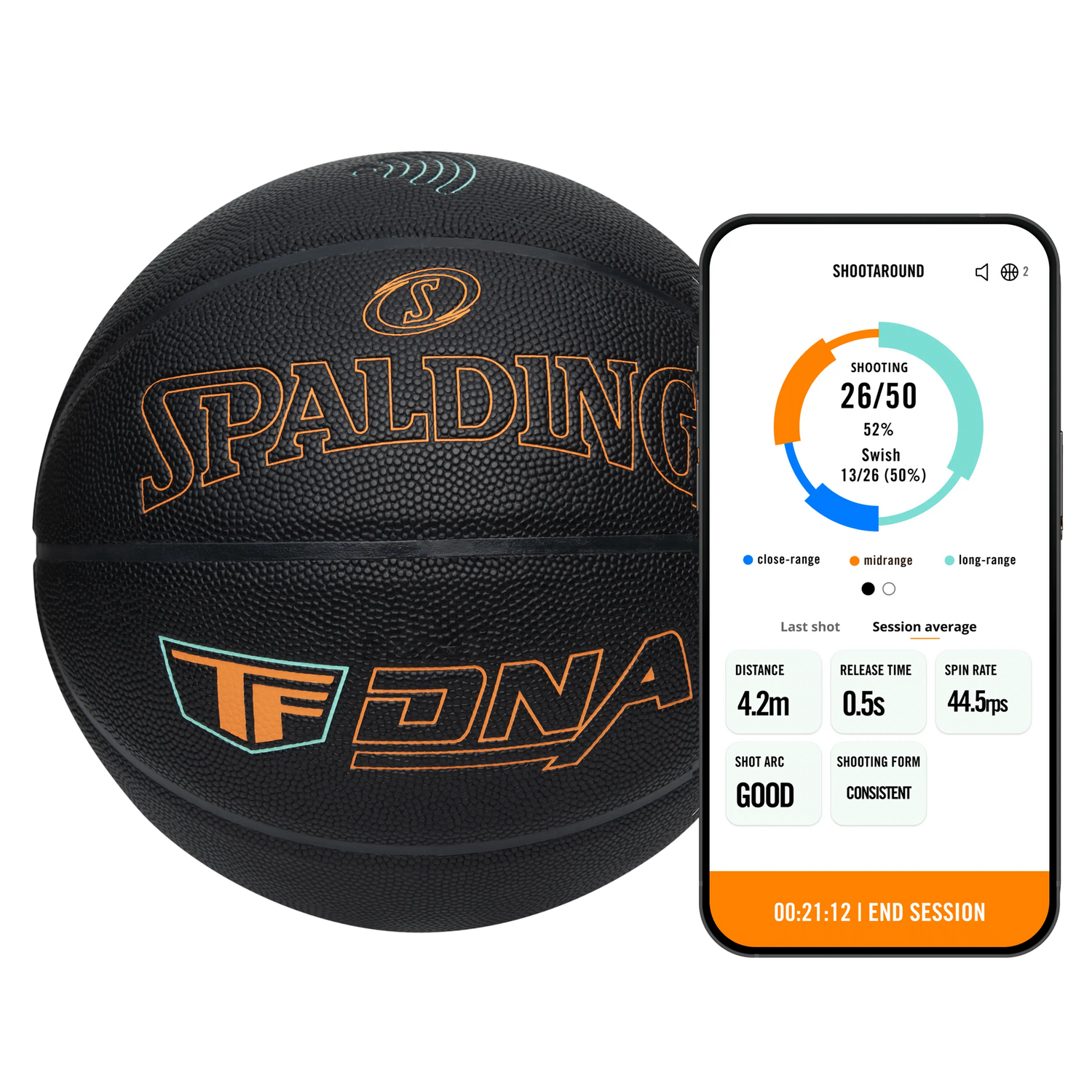 Spalding TF DNA Smart Basketball (1-Year App Subscription)