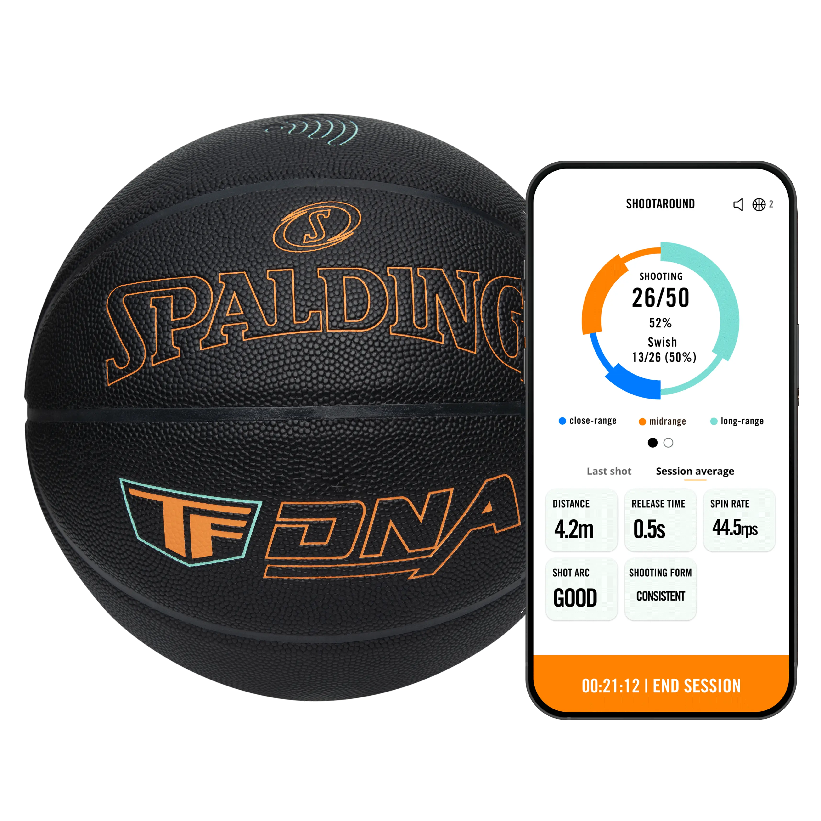 Spalding TF DNA Smart Basketball (1-Year App Subscription)